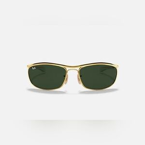 Ray-Ban Men's Gold Frame Sunglasses with Green Lenses